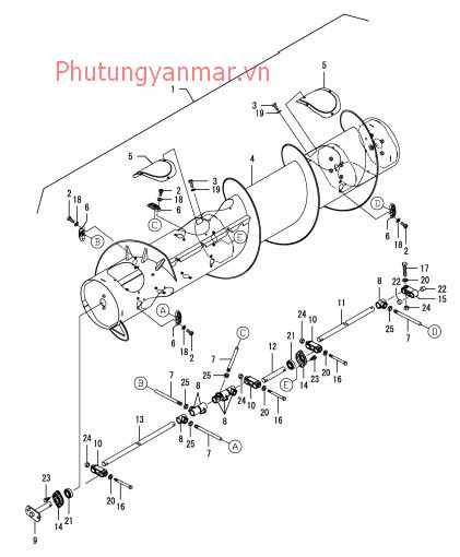 trống cuốn lúa - bệ - cách đầu 2.3m